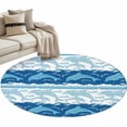 thumbnail image 2 of Blue Ocean Dolphin Round Living Room Rugs 3.3 ft, Nautical Waves Vintage Summer Ethnic Washable Area Rug with Non-Slip Sturdy Edge Binding Round Front Door Mat Floor Carpet for Entryway, 2 of 9
