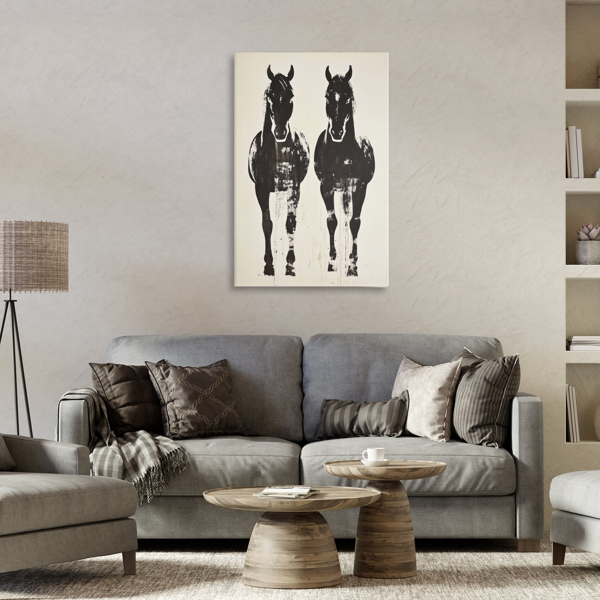 Stupell Industries Silhouetted Horse Couple Canvas Wall Art, design by Petal Prints Design