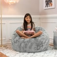 thumbnail image 4 of Jaxx Saxx 3 Foot Bean Bag Chair For Kids - Faux Fur - Fun Colors Silver, 4 of 5