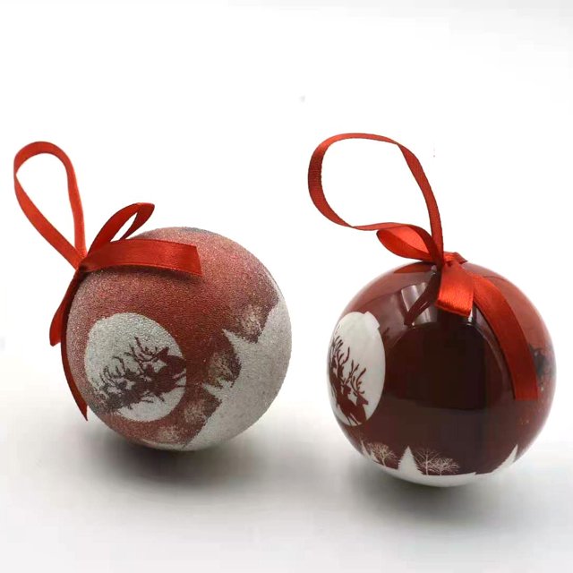 Decoraciones para árboles de Navidad, bola de Navidad de espuma, pegatinas con patrón de alce de 7,5 CM, bola de memoria pintada, diseño de escena navideña