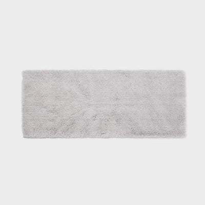 BENJM Tufted 60x24" Bath Rug Runner High Pile Heavyweight, Light Gray