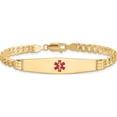 thumbnail image 3 of 14K Yellow Gold Medical Soft Diamond Shape Red Enamel Curb Link Id Bracelet (8 X 9) Made In United States xm567cc-8, 3 of 5