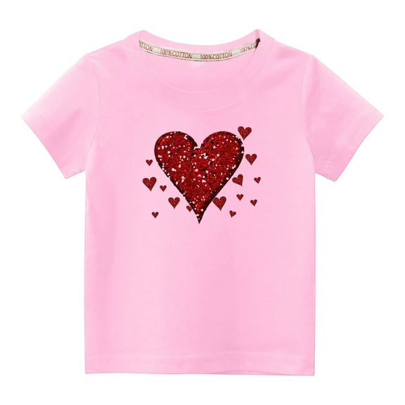 Utoimkio Kids Boys Girls Heart Graphic Tees Short Sleeve Crewneck T-Shirts Summer Casual Tops for Boys Girls 3-10 Years