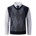 thumbnail image 2 of VBTAPA Mens Argyle Sweater Vest Knit Sleeveless Pullover Sweaters V Neck Slim Fit Casual Dress Vest Dark Blue M, 2 of 7