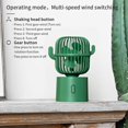 thumbnail image 2 of Personal Fan Small Desktop USB Desk Fan, Cactus Mini Handheld Table Rechargeable 80 Degree Auto Rotation Portable Fans, 3 Speeds Strong Wind, Quiet Operation Fan for Room Home Office Outdoor Travel, 2 of 7