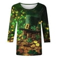 thumbnail image 5 of Gamivast Womens St Patricks Day T Shirts Cute Shamrock Clover Graphic Blouses Comfy 3/4 Sleeve Crewneck Holiday Pullover Vacation Outfits S-5Xl, 5 of 5