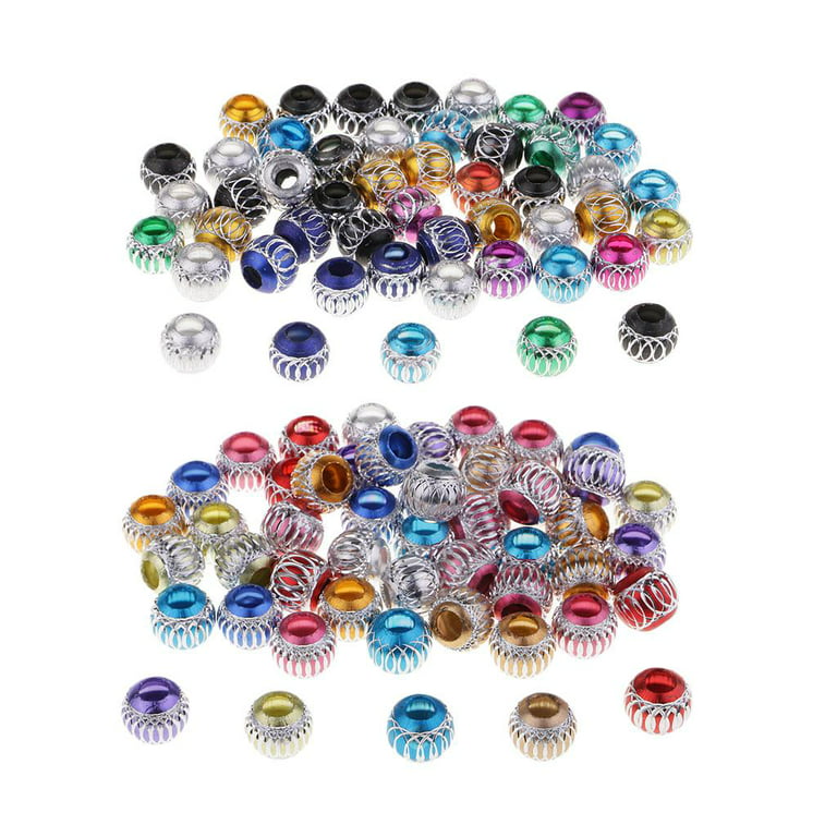 Honbay 50pcs 10mm Mix Color Pattern Aluminum Carving Spacer Beads Metal  Loose Beads for Jewelry Making