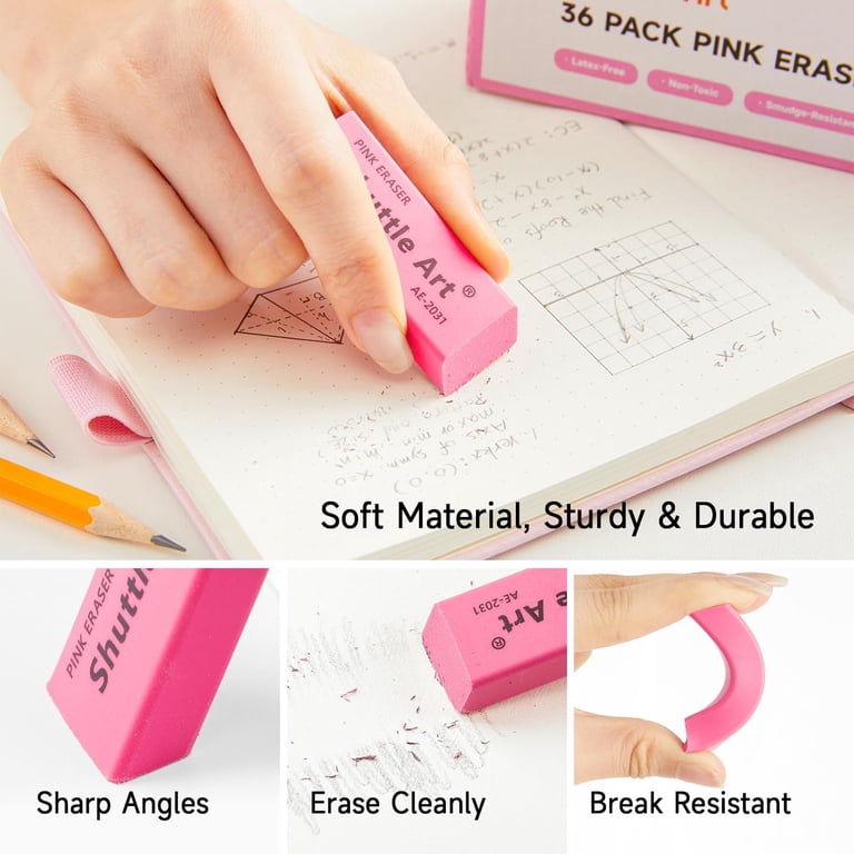 Shuttle Art Pink Erasers, 36-Pack Latex-Free photo 3