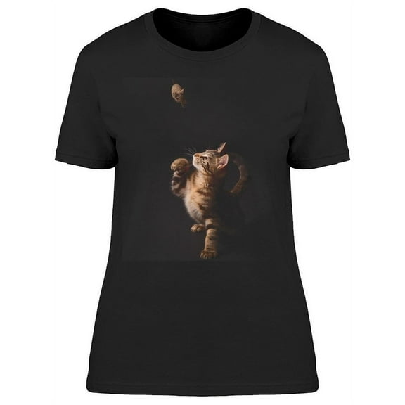 Little Cat Plays With A Mouse T-Shirt Women -Image by Shutterstock, Female Large