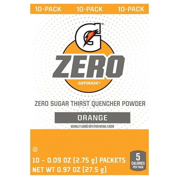 Gatorade Zero Sugar Orange Thirst Quencher Powder Packets - 10 Count