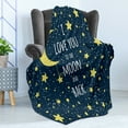 thumbnail image 4 of Saying Soft Flannel Fleece Throw Blanket, Stars and Typography of I Love You to the Moon and Back with Circles, Cozy Plush for Indoor and Outdoor Use, 50" x 70", Blue Yellow, by Ambesonne, 4 of 5