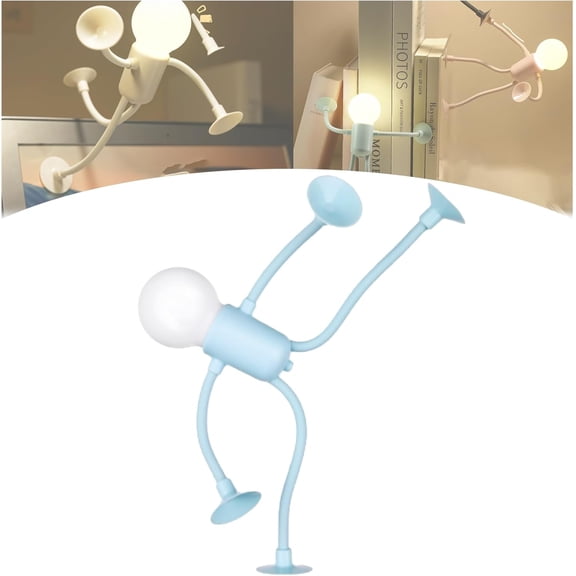 Changeable Shape Funny Sportsman Night Light, 1/2/3/4 pcs Bendable LED Bulb Mini Lamp with Suction Cup, DIY Shape Sportsman Night Light Kids Bedroom Dorm Desk Decor Gift