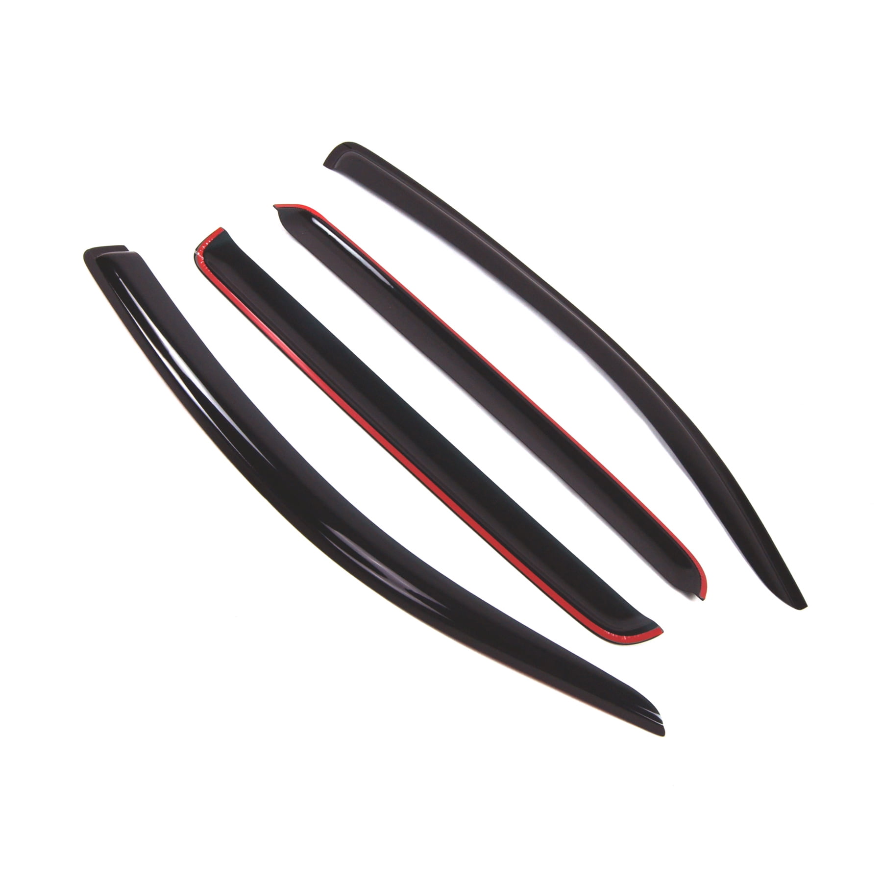 Tuningpros WD2-460 Outside Mount Window Visor Deflector Rain Guard Dark Smoke 4 Pcs Set For 2007-2016 Toyota Tundra CrewMax