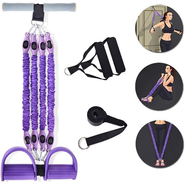 Kit de banda de resistencia apilable Rojo Verde con Pedal multifunción 4 tubos