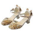 thumbnail image 5 of Staki Princess Shoes Toddler Girls Dress Shoes Flower Girl Flats Pearls Bow Mary Jane Wedding Party Flora Shoes Gold,11.5 Little Kid, 5 of 5