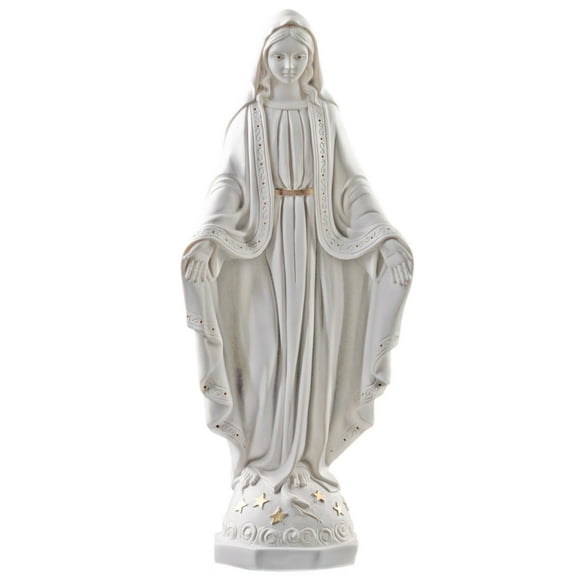 16" Miraculous Mary - Milagrosa Collection White-Gold- Hand Painted in Italy