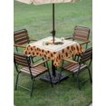 thumbnail image 4 of Outdoor Tablecloth with Umbrella Hole for Patio/Picnic/Party/Camping, Farmhouse Rooster Waterproof Table Cloth Square Cover Washable, Orange Sunflowers Country Plants Rustic (54"x 54"), 4 of 9