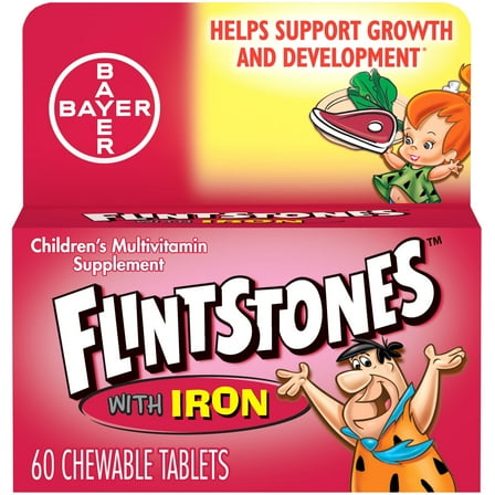 Flintstones Chewable Kids Vitamins w Iron, Multivitamin for Kids, 60 Ct