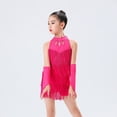thumbnail image 5 of Otqutp Girls Sequin Tassel Dress Fringe Rhinestone Cut Out Ballet Dresses Halter Cute Shinny Dancewear with Gloves, 5 of 8