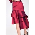 thumbnail image 3 of Asymmetrical Ruffle Bottom Satin Skirt - Deep Plum, M, 3 of 5