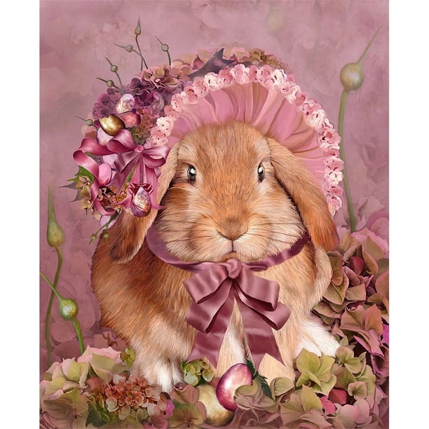 Cuadros Decorativos (DE6062) sombrero de conejito de Pascua 5D diamante pintura cuadrado diamante imagen manualidades arte 30x40cm Ehuebsd embutido en tela