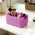 thumbnail image 5 of Woven Rope Storage Basket Wicker Baskets ,Natural Paper Rope ,Decorative Storage for Countertop Toilet Paper Basket for Toilet Bedroom Kitchen Small Baskets,Pink,9.1x6.7x4.7in M, 5 of 6