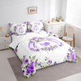 thumbnail image 3 of jejeloiu Watercolor Loves Rainbow 7 Pieces Bedding Comforter Set,Wild Elephant Rustic Floral Full Bedding Set,Purple White Fitted Sheet Flat Sheet For Kids,Ultra Soft Home Decor Reversible, 3 of 8