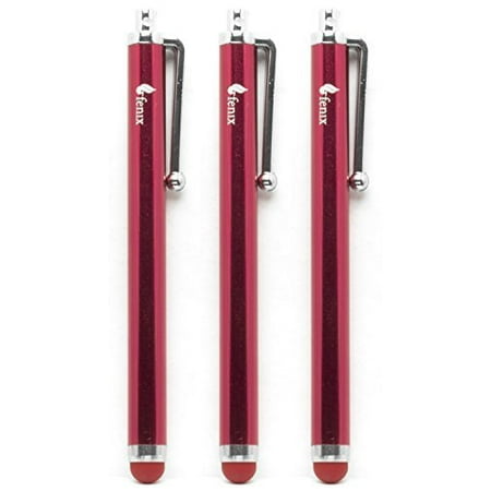 Ipad Tips Fenix - Pack of Three Red Universal Stylus Pen with Matching Red Soft Rubber Tip for iPhone 4/5/5c/6/6+, iPad/iPad Air/iPad Mini, Samsung Galaxy S4/S5/S6/Edge, Kindle Fire, Surface Pro and Much More ()
