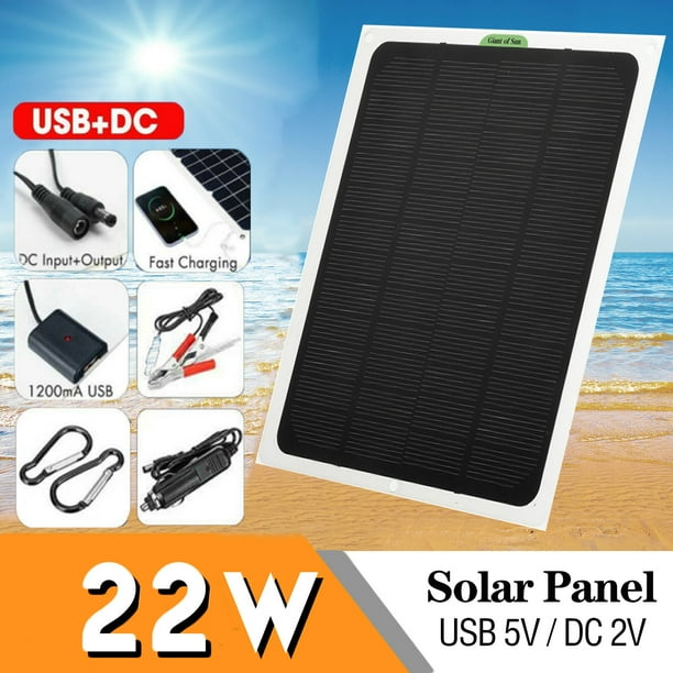 Qinuo 22W MPPT Solar Panel DC 12V & 5V Battery Charger Kit Maintainer