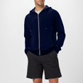 thumbnail image 2 of USNSM Mens Full Zip Casual Cotton Hooded Fleece Drawstring Hoodies Pullover Sweatshirts Casual Long Sleeve Jacket Blue XL, 2 of 6
