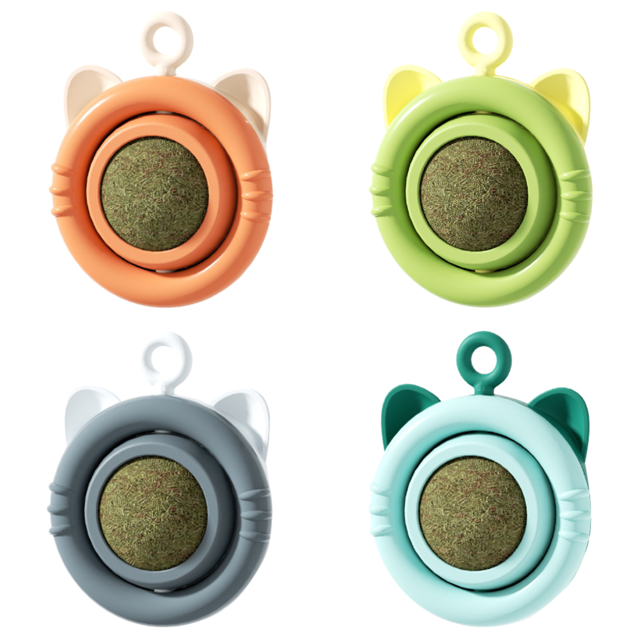 Bolas Hierba Gatera Interactivos Giratorios para Gatos Limpieza Dientes Juguete Con () Naranja