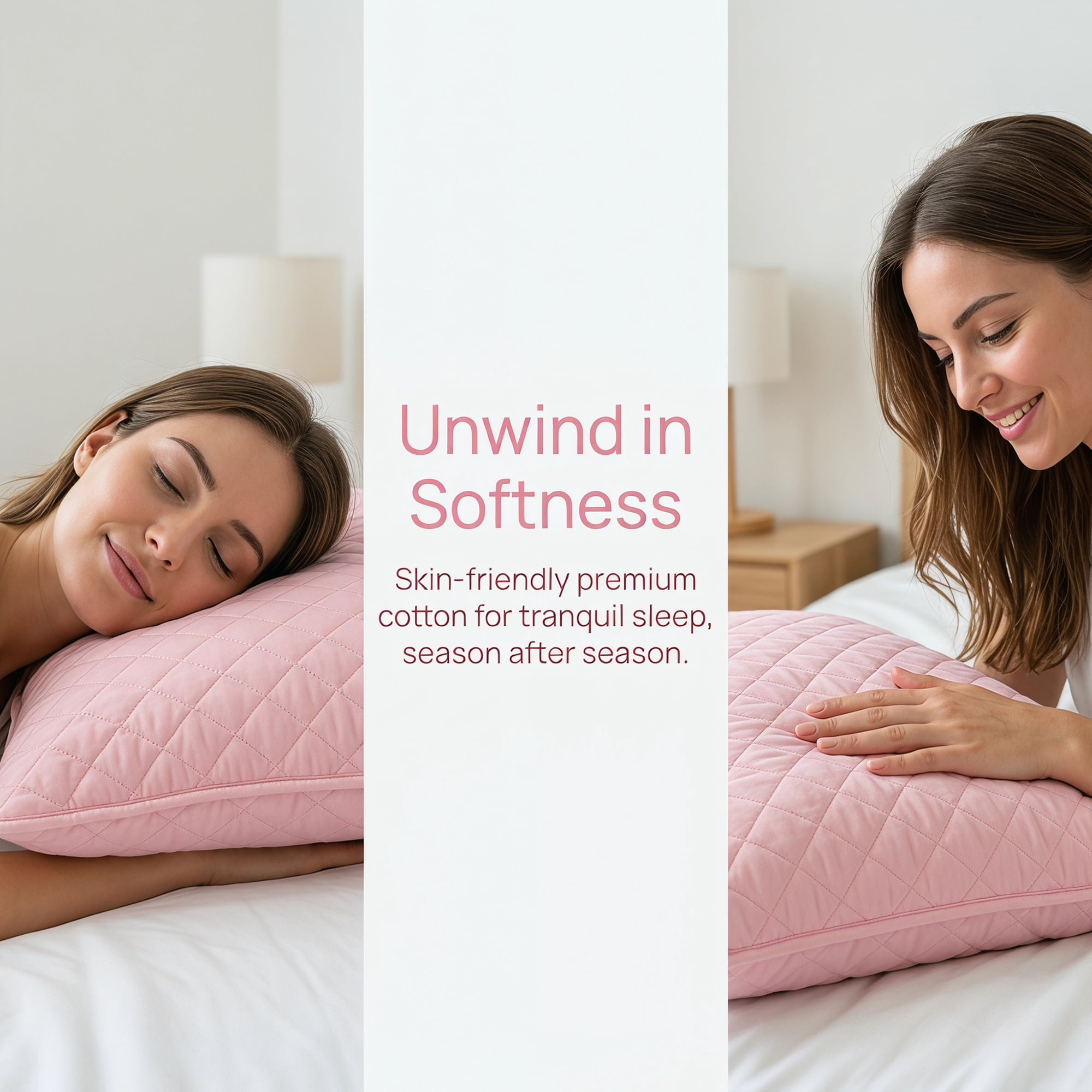 Unique Bargains Hypoallergenic Polyester Quilted Standard-size Pillow Protector Pink A