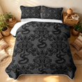 thumbnail image 3 of Erosebridal Boho Damask Twin Quilt Set, Vintage Snake Twin Coverlet Set, Charcoal Grey Black 2-Piece, 1 Bedspread and 1 Pillowcase, 3 of 7