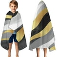 thumbnail image 3 of Gray and Gold Marble Ink Waves Pattern Hooded Bath Towel，50"x30" for Ages 3 To 12 Kids, Quick Dry Lightweight Soft Microfiber Hood Beach Towel Cover Up for Kids, 3 of 7