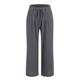 thumbnail image 5 of GEWSEY Women's Summer High Waisted Baggy Pants Casual Below Ankle Length Trouser Slacks with Pockets (Grey, 3XL), 5 of 5