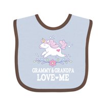 Inktastic Grammy and Grandpa Love Me Grandchild Unicorn Girls Baby Bib