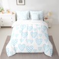 thumbnail image 2 of Feelyou Blue Love Heart Bedding Comforter Set 7pcs for Kid, Stripes Dots King Bedding Sets, Princess Style Reversible Bed Sheets, Ultra Soft Home Decor, 3 Pieces, 2 of 7