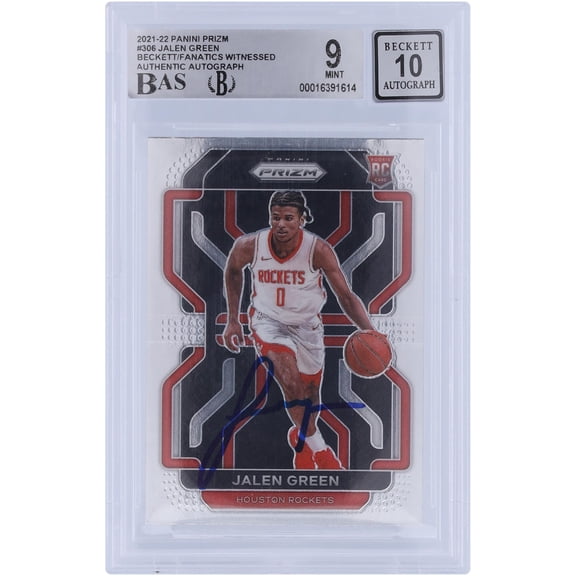 Jalen Green Houston Rockets Autographed 2021-22 Panini Prizm #306 Beckett Fanatics Witnessed Authenticated 9/10 Rookie Card - Fanatics Authentic Certified
