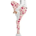 thumbnail image 4 of COEQINE Pink Heart Beige Girls Leggings Buttery Soft Yoga Pants Full Length High Waist Tummy Control for Jogging Running for 4-5 Years Kids Girls for Valentines Day, 4 of 7