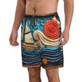 thumbnail image 2 of Balery Whimsical Sailboat Ocean Art Traje de Baño Estilo Hawaiano para Hombre, Shorts de Secado Rápido con Bolsillos-Small, 2 of 6