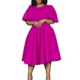 thumbnail image 1 of Robe Élégante Mode Été Col Rond Manches Bouffantes Robe Femme, 1 of 4