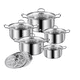 thumbnail image 1 of Juego de Cacerolas Y Sarten de  Acero Inoxidable 5 Pz  Plateados, 1 of 5