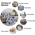 thumbnail image 6 of Throw Blanket for Couch Purple Floral Soft Fleece Flannel Blankets Cozy Lightweight Blanket for Home Sofa Living Room Blue Black Flowers Bed Throws 50" x 60", 6 of 9