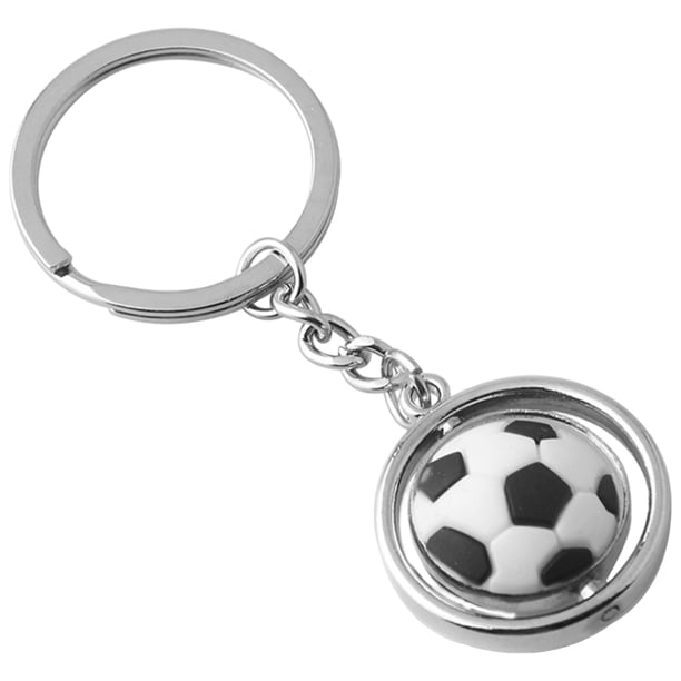 PTOOTP Llavero metálico con forma de balón de fútbol, llavero deportivo 3D giratorio, llavero de cumpleaños