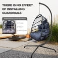 thumbnail image 4 of Swing Egg Chair with Stand, Indoor Outdoor Wicker Rattan Patio Hanging Chair with Cushion, Folding Lounging Chair for Garden, Balcony, 4 of 7
