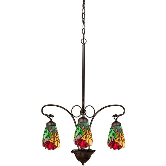 Meyda Tiffany 27416 Stained Glass / Tiffany 3 Light Down Lighting Chandelier From The