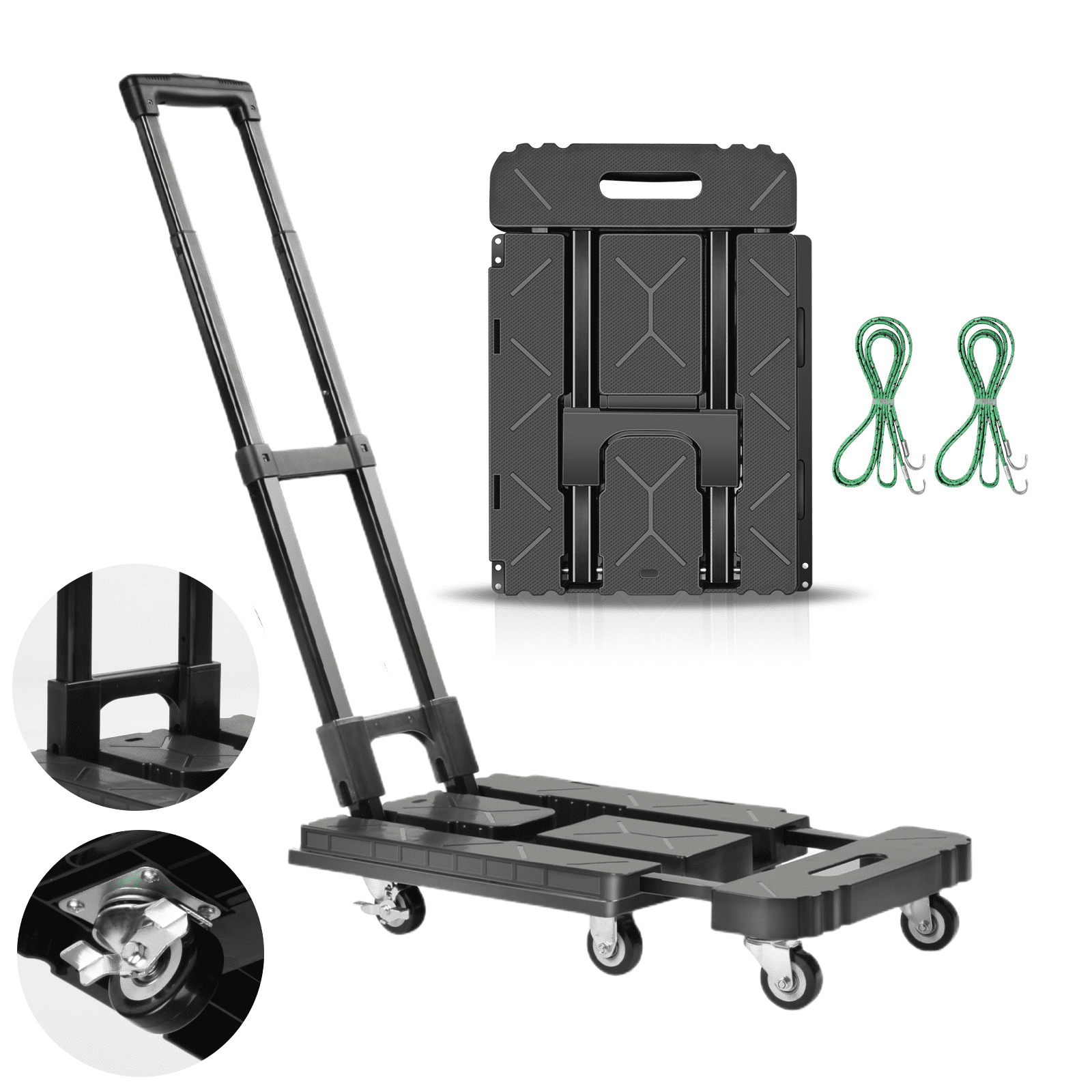 Luosen Hand Truck Dolly,Folding Cart with Brake Casters,Portable