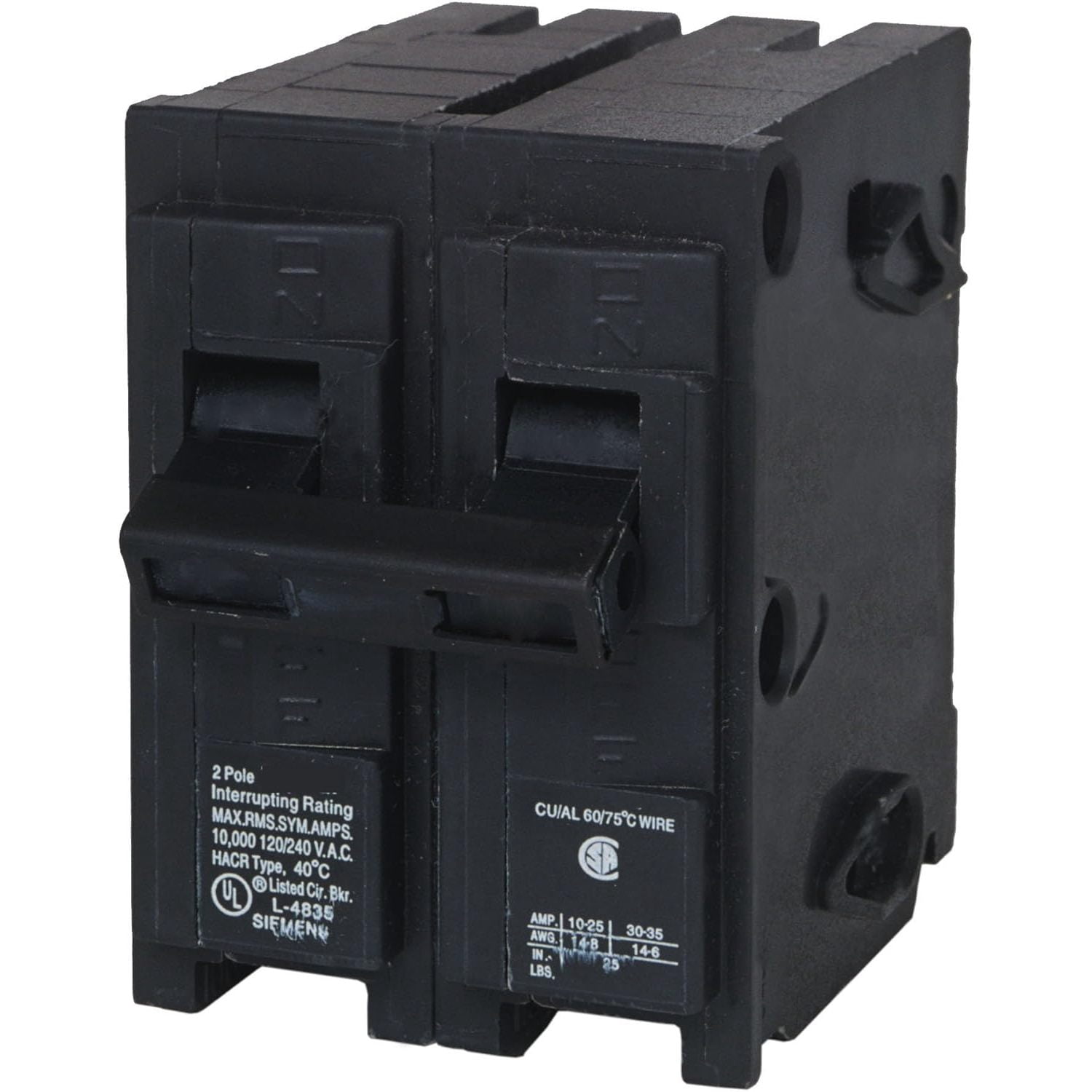 SIEMENS Q2125H 125-Amp Double Pole 22kA Type QPH Circuit Breaker