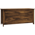 thumbnail image 1 of HOMCOM Coffre de Rangement avec 2 Charnières, Banc de Rangement, Brun Rustique, 1 of 10