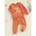 thumbnail image 3 of 2PCS Baby Girls Fall Outfits 6 12 18 24M 3T Long Sleeve Rainbow Print Sweatshirt + Pants Set Toddler Clothes, 3 of 10